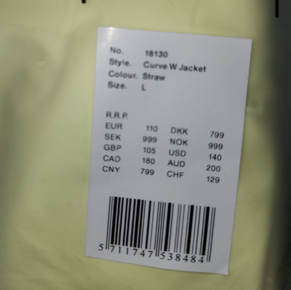 NWT Rains Waterproff Curve W Jacket  Straw Pale Yellow Denmark M L XL Women's - Picture 8 of 9